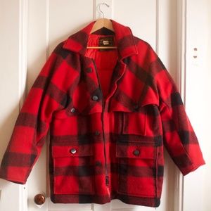 Eddie Bauer buffalo plaid wool and goose down winter coat